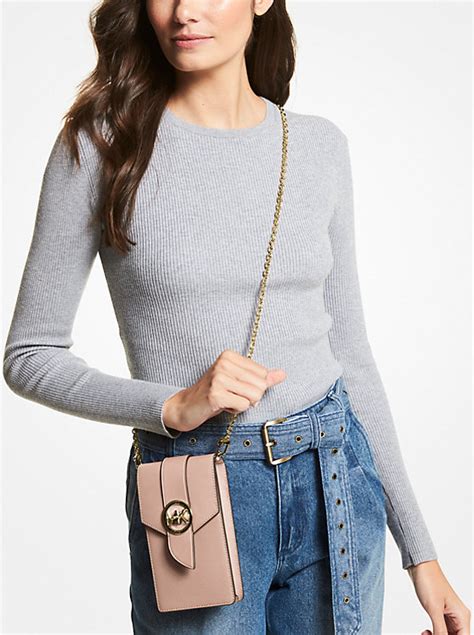 Small Saffiano Leather Smartphone Crossbody Bag 